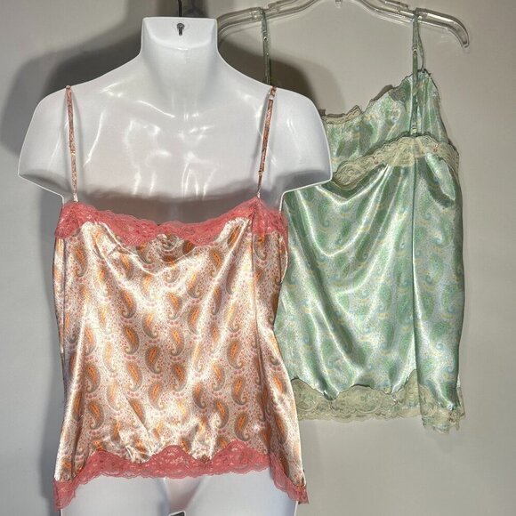 52 Weekends SZ 3X Two silky print camisoles 90's Romantic Y2K Feminine - Picture 3 of 7